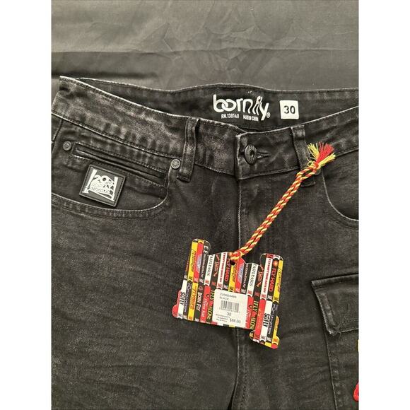 Born Fly Men’s‎ Distressed Embroidered Denim Jeans Size 30x32 Streetwear - Picture 3 of 4